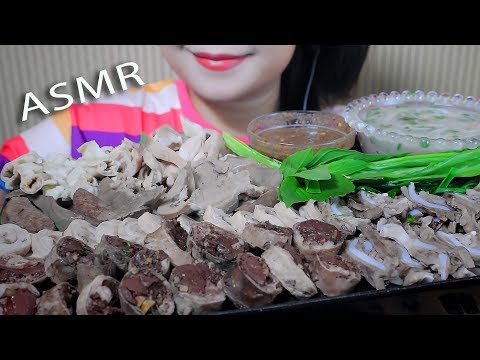 ASMR EATING PORK INTESTINES WITH PORRIDGE EXTREME CHEWY CRUNCHY EATING SOUNDS | LINH-ASMR 먹방