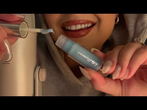 ASMR | lip gloss application on me & you (soft tapping, smacking, & mouth sounds)