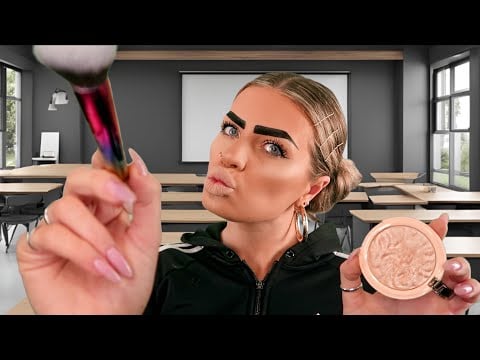 ASMR british chav girl does your makeup in class 💄 (roleplay)