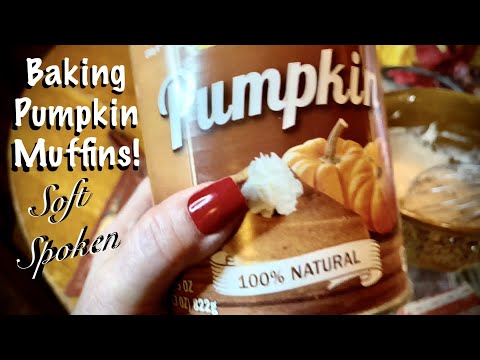 ASMR Baking Pumpkin Muffins! (Soft Spoken) Mixing & measuring! Birds & crows! Paper crinkles & more!