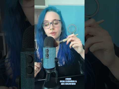 MIC BRUSHING & GUM CHEWING ASMR 🫶(full on ✅⏰) #shorts  #asmrgumchewing #asmr #asmrmicbrushing
