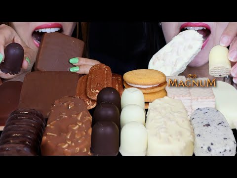 ASMR CHOCOLATE VS WHITE CHOCOLATE MINI MARSHMALLOWS, KLONDIKE ICE CREAM BAR, MAGNUM ICE CREAM BAR 먹방