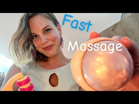 [ASMR] Fast & Aggressive Upper Body Massage With A Rollerball And A Wooden Tool