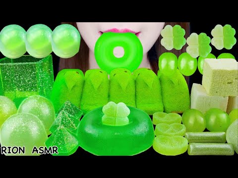 【ASMR】GREEN DESSERTS💚 PEEPS MARSHMALLOW,DONUTS KOHAKUTO MUKBANG 먹방 EATING SOUNDS NO TALKING