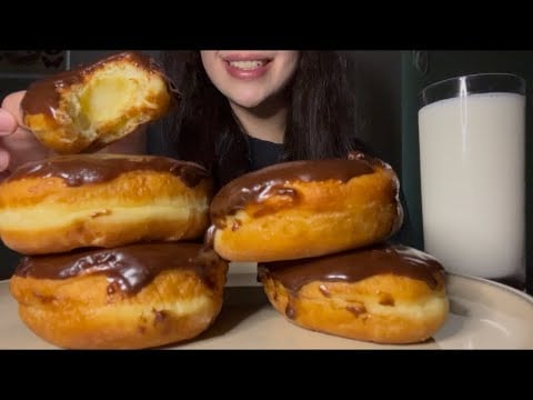 ASMR BOSTON CREAM FILLED DUNKIN’ DONUTS 