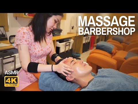 ASMR 😊 Experience a massage at a barber shop / Girl wearing a beautiful Vietnam traditional