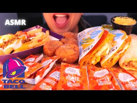 ASMR TACO BELL MUKBANG (EATING SOUNDS) DORITOS LOCOS TACOS + FRIES SUPREME | Mandy Foods ASMR