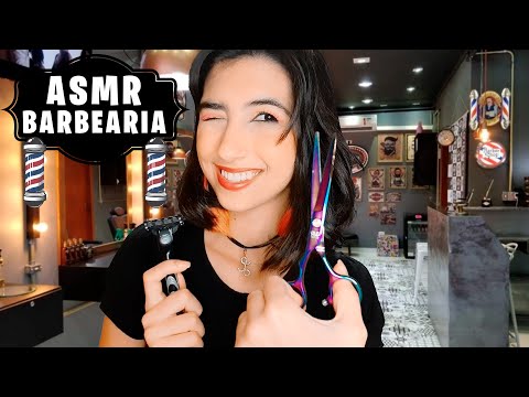 ASMR Roleplay Barbearia - Tirando sua barba e cortando seu cabelo ✂️🧽