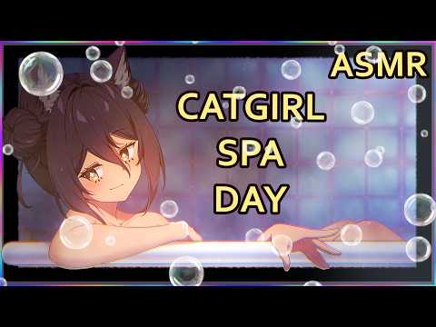 Catgirl Cleans and Pampers You | ASMR | Personal Attention |  [soap] [water sounds] [ear cleaning]