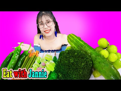 Mukbang Green food 묵방 초록색 음식 Eat with Jannie