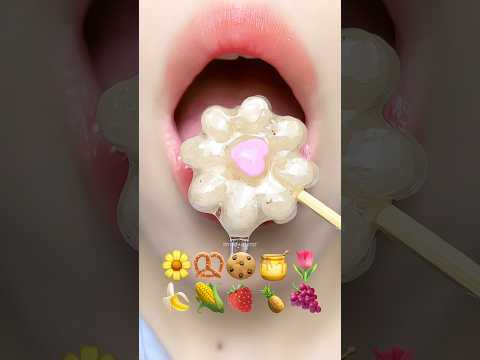 Asmr Eating Kohakutou Emoji Food 🌼🥨🌷 #asmr #mukbang #emojichallenges #satisfying #asmrsounds