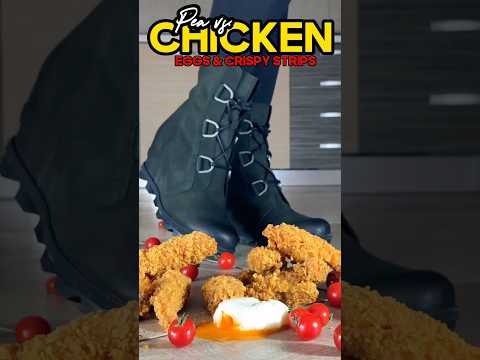 Pea vs. Crispy Chicken Strips! Oddly Satisfying Boots Crushing Food! ASMR