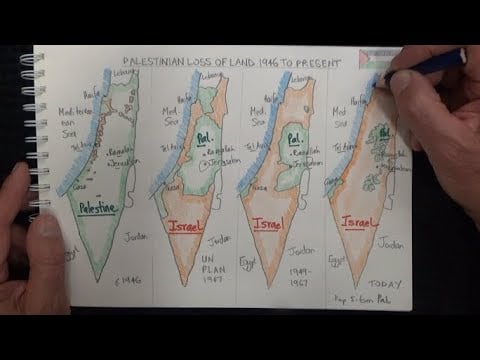 ASMR - Drawing 4 Maps of Palestine / Israel - Australian Accent - Chewing Gum & Quietly Whisper