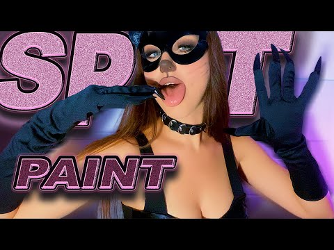 HALLOWEEN MARATHON ASMR: INTENSE SPIT PAINTING & Brushing | Catwoman moisturize & Check Up You Skin
