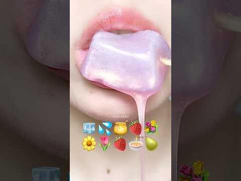 Asmr Eating Pink Emoji Food 🌷🌸 #asmr #mukbang #emojichallenges #satisfying #asmrsounds #eating