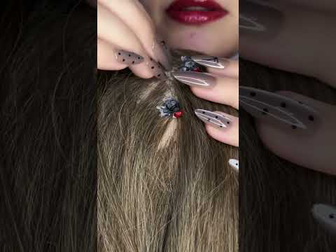 Let’s pluck this 🐜 #asmr #asmrhairplay #asmrscratching #viral
