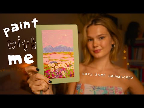 ASMR Paint With Me 🎨| fire crackling, tapping, background asmr for sleep, reading or studying