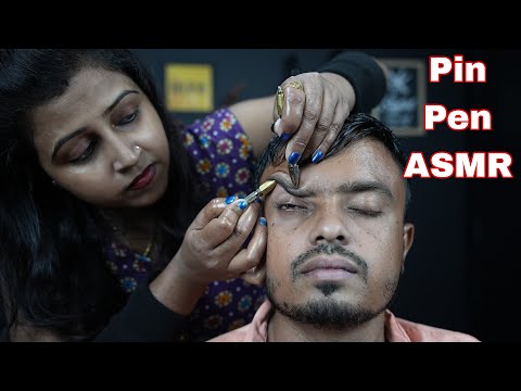 She Doing ASMR Pin Pen Massage Therapy | Head Massage And Forehead Massage | Head Scratching ASMR