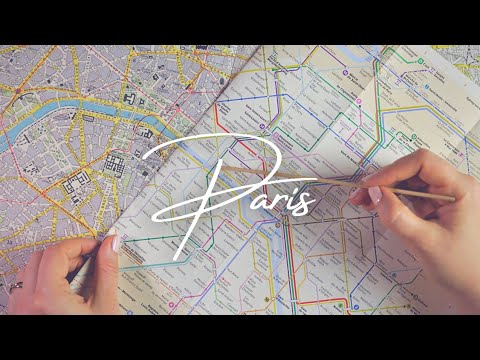 100 Year Old Map of Paris - Tracing Train Stations and Metro Lines | ASMR