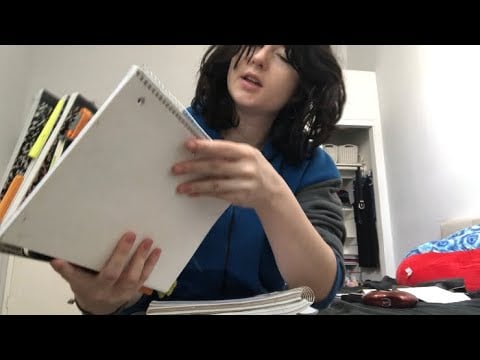 ASMR ~ organizing my notebooks and stuff (cleaning series)