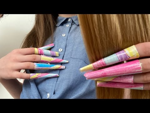 ASMR brushing through your hair with my long ‘nails’ | fabric scratching | skin scratching