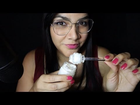ASMR comiendo yogurt con paleta de vidrio