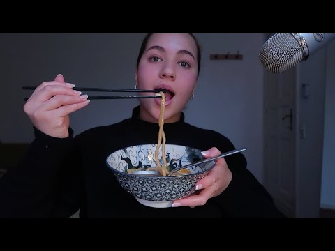 ASMR Ramen Mukbang and minding my business 🫶🏼🍜💕