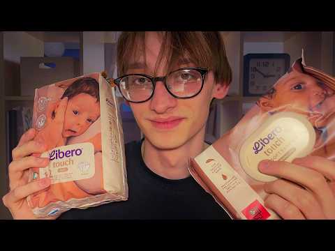 ASMR Diaper Change 🧸 (Bottle Feeding, Skincare)