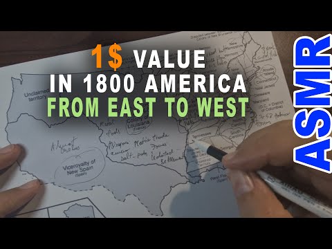 ASMR: What You Could Buy with 1$ in 1800 America - from East to West | ASMR history + map tracing