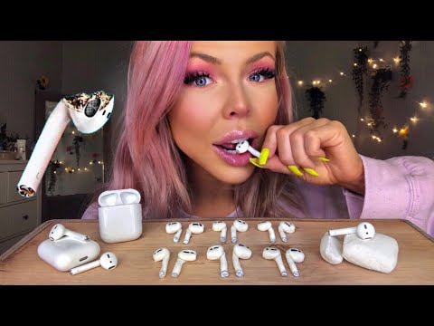 ASMR EATING EDIBLE AIRPODS ~ MOST ODDLY SATISFYING EATING SOUNDS (MUKBANG)