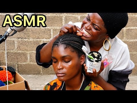 ASMR✨ VITAMIN E capsule Outdoor Scalp Scratchin My Sister Braid + Gum Chewing Sounds for Deep Sleep 