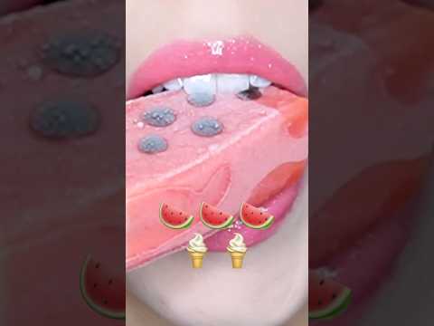 asmr WATERMELON ICE CREAM 수박 아이스크림 🍉🍉 eating sounds 리얼사운드 먹방