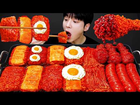 ASMR MUKBANG 불닭 버섯 불닭쌈 체다치즈 양념 치킨먹방! FRIED CHICKEN CHEESE FIRE NOODLES EATING SOUND!