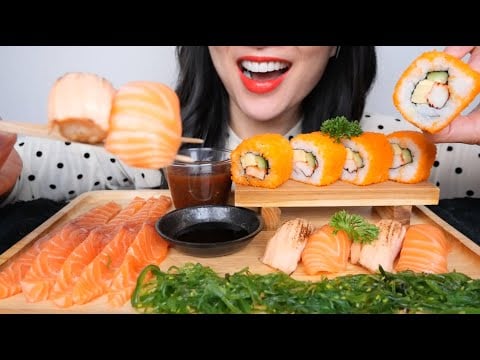 SASHIMI SUSHI PLATTER (ASMR EATING SOUNDS) NO TALKING | SAS-ASMR