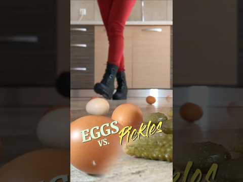 Soft-boiled Eggs vs. Juicy pickles! Boots Crushing Food! Oddly Satisfying! ASMR