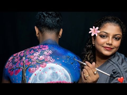ASMR | Doing My Husband Relaxing Back Painting |🎨😍