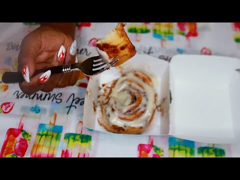 CINNABON ASMR EATING SOUNDS