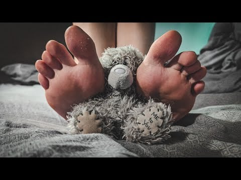 Soft & Gentle Foot ASMR | Playing with a Plush Teddy Bear Using My Feet 🧸💆‍♀️