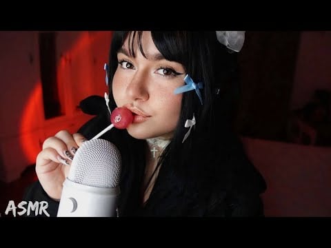 ASMR lollipop🍭 mouth sounds | sticky sounds, candy eating, hand movements, close whispers