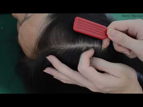 ASMR Hair Parting, Hair Scratch, Head Massage Real Person For Relieve Headache ( Therapy Sounds )