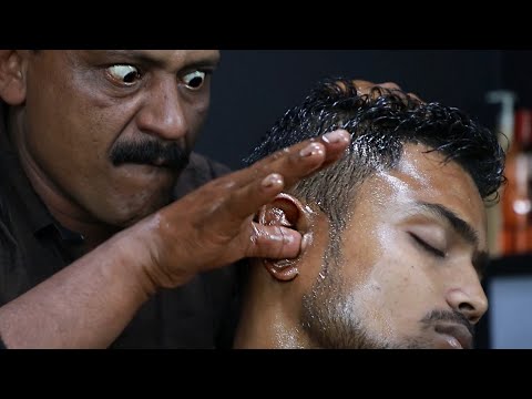 Ultimate Ear Finger By Big Eyes Barber | ASMR Ear Finger | Head Massage With Neck Crack & Ear Crack