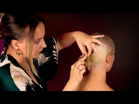 ASMR Wedding Hair Consultation & Styling | slick bun, bridal accessories & fixing