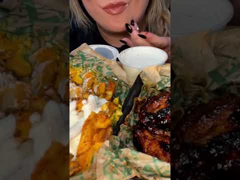 Wingstop wings drenched in ranch #shorts #asmr #asmreating #youtubers #wingstop