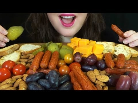 ASMR Charcuterie Board [Fruit, Veggies, Meat, Cheese, Nuts] EXTREMELY SATISFYING Eating Sounds!