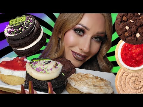 ASMR | *NEW* AFTERLIFE CAKE Crumbl Cookie *Mukbang* x Beetlejuice!! 🪲🍪👻 (eating sounds, tapping)