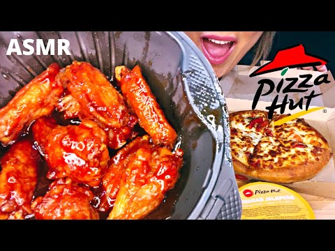 ASMR PIZZA HUT MUKBANG PIZZA & WINGS (EATING SOUNDS) no talking | Mandy Foods ASMR