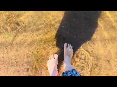 ASMR bare feet walking on beach water sounds