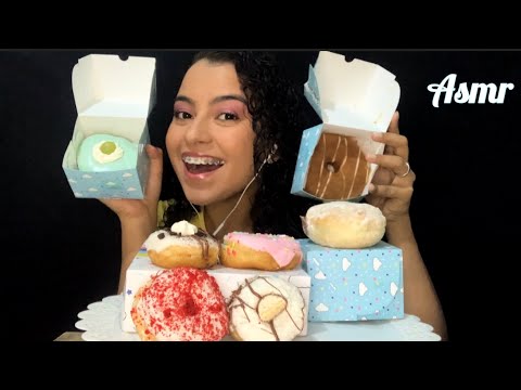 ASMR COMENDO DONUTS 🍩 / MUKBANG EATING DONUTS/ churros, nutella, oreo, etc.