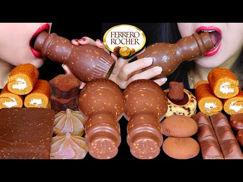 ASMR GIANT FERRERO ROCHER SNOWMAN, CRUNCHY CHOCOLATE ICE CREAM, CAKE BITES, MERINGUE, TIGER CAKE 먹방