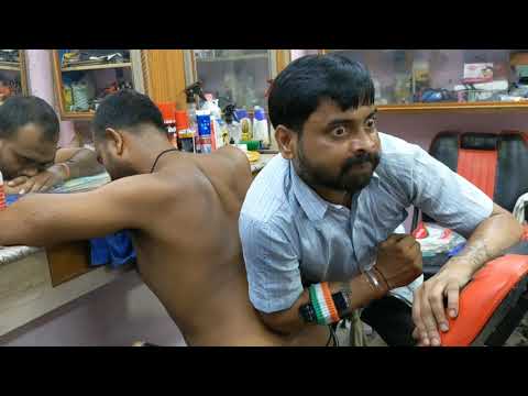 Back body pain & Headache reducing Head & Upper body massage by indian barber | Neck cracking asmr